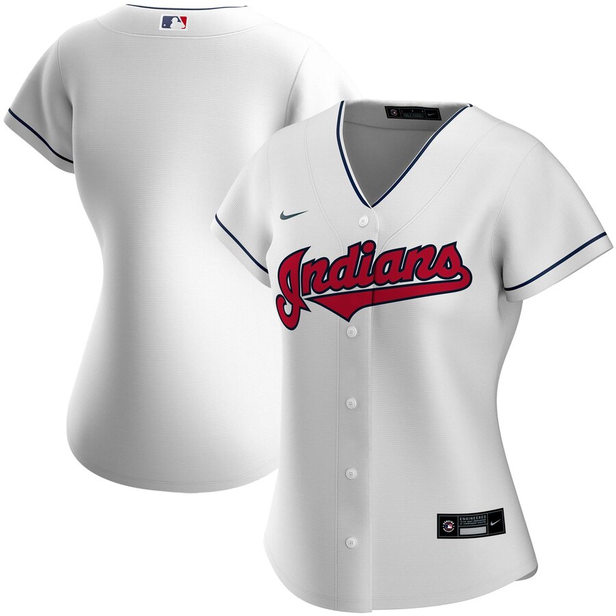 Custom Cleveland Indians Nike Women Home 2020 MLB Team Jersey White